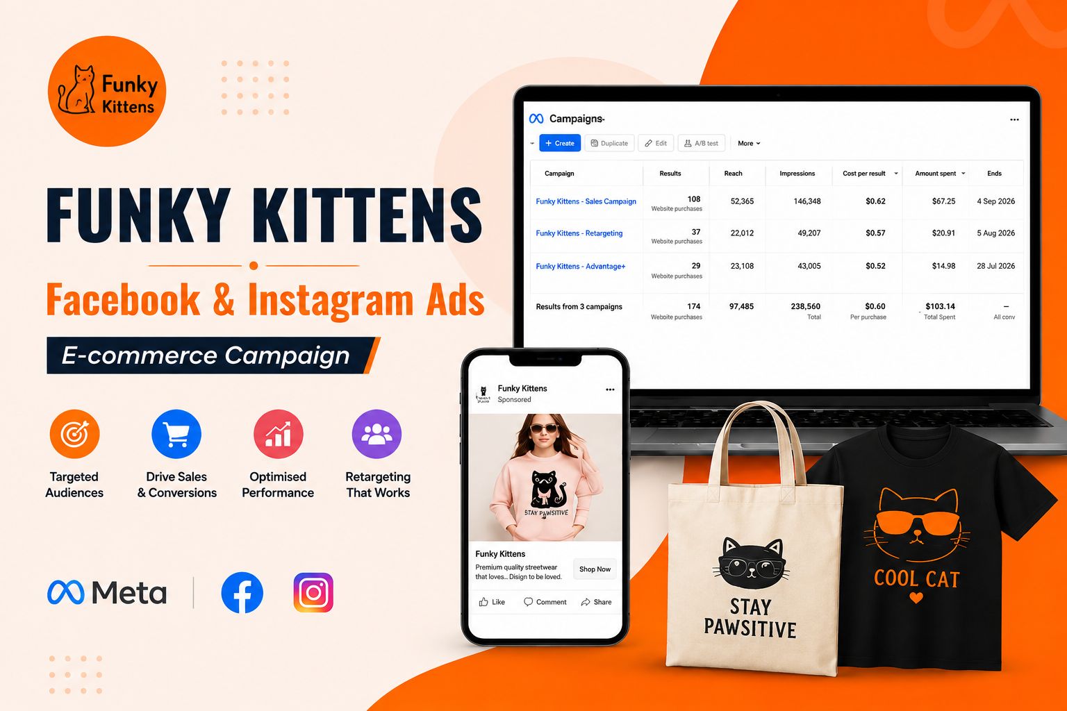 Funky Kittens Meta Ads portfolio project